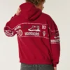 Boxy Indiana Üniversitesi Hoosiers Grafik Kapüşonlu Sweatshirt