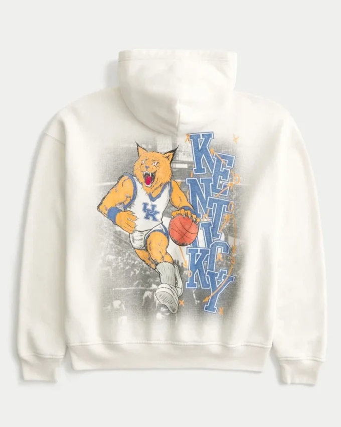 Boxy Kentucky Üniversitesi Wildcats Grafik Kapüşonlu Sweatshirt
