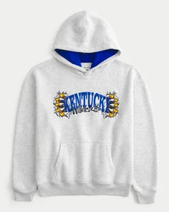 Boxy Kentucky Üniversitesi Wildcats Grafik Kapüşonlu Sweatshirt