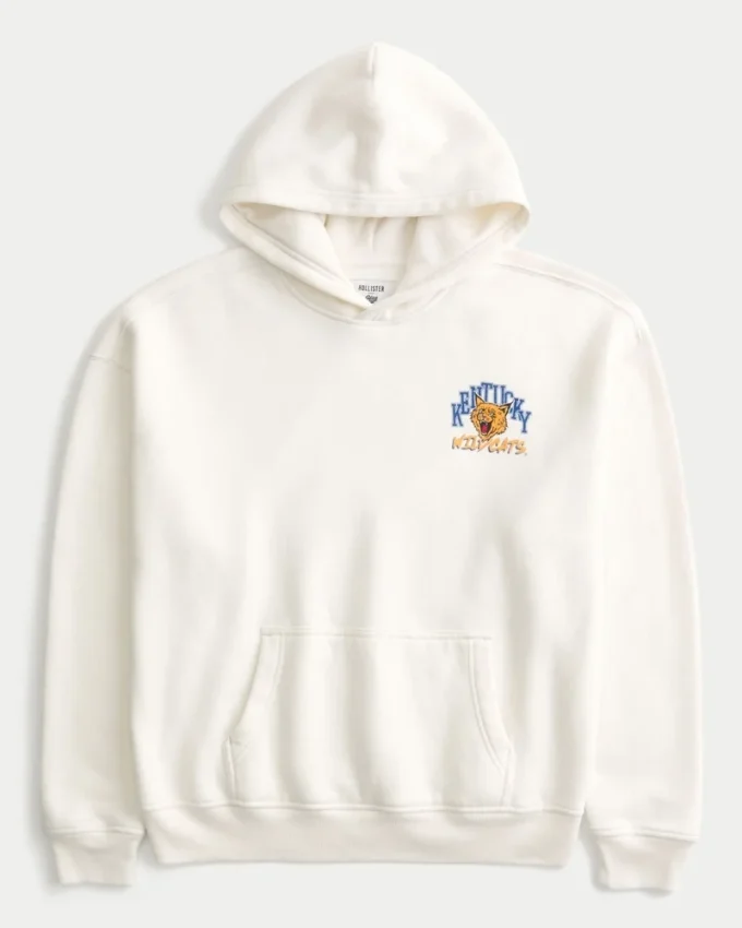 Boxy Kentucky Üniversitesi Wildcats Grafik Kapüşonlu Sweatshirt