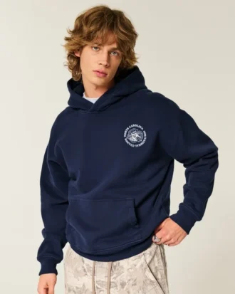 Boxy Kuzey Carolina Üniversitesi Chapel Hill Tar Heels Grafik Kapüşonlu Sweatshirt