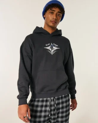 Boxy Lake Tahoe Snowboard Grafik Kapüşonlu Sweatshirt