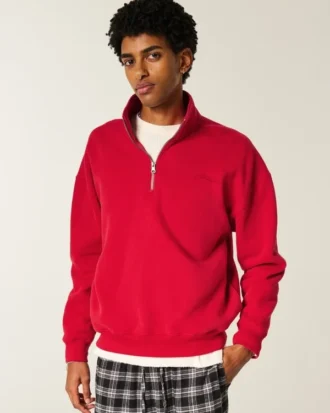 Boxy Logo Çeyrek Fermuarlı Sweatshirt