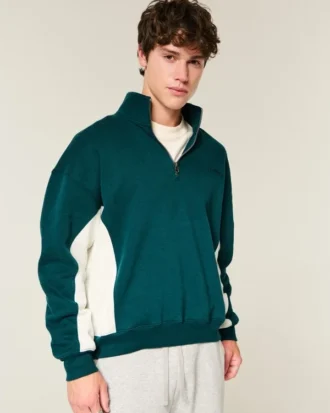 Boxy Logo Çeyrek Fermuarlı Sweatshirt