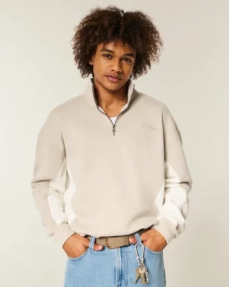 Boxy Logo Çeyrek Fermuarlı Sweatshirt