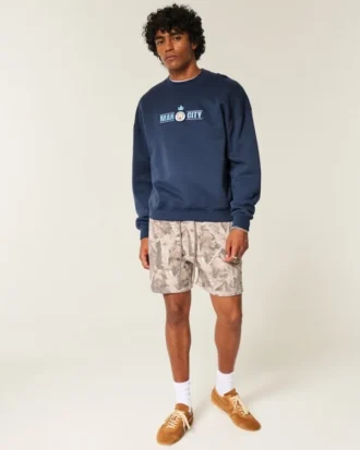 Boxy Manchester City FC Grafikli Crew Sweatshirt