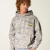 Boxy Michigan Üniversitesi Wolverines Grafik Kamuflaj Kapüşonlu Sweatshirt