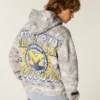 Boxy Michigan Üniversitesi Wolverines Grafik Kamuflaj Kapüşonlu Sweatshirt