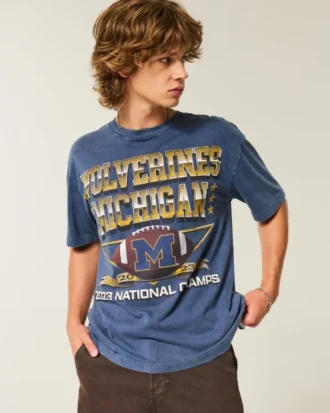 Boxy Michigan Üniversitesi Wolverines Grafikli Tişört