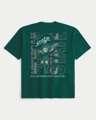 Boxy Michigan State University Grafikli Tişört Boxy Michigan State University Grafikli Tişört