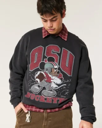 Boxy Mickey Mouse Ohio State Buckeyes Grafikli Crew Sweatshirt