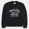 Boxy Motor City Auto Repairs Grafikli Crew Sweater Boxy Motor City Auto Repairs Grafikli Crew Sweater