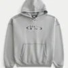 Boxy No Fear Grafik Kapüşonlu Sweatshirt