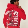 Boxy North Carolina State University Wolfpack Grafik Kapüşonlu Sweatshirt