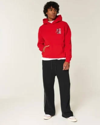 Boxy North Carolina State University Wolfpack Grafik Kapüşonlu Sweatshirt