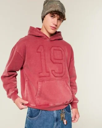 Boxy Number Grafik Kapüşonlu Sweatshirt