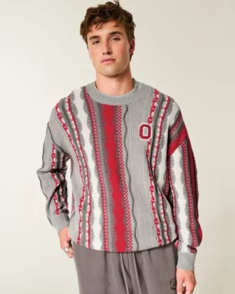 Boxy Ohio State Üniversitesi Buckeyes Grafikli Crew Sweater