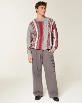 Boxy Ohio State Üniversitesi Buckeyes Grafikli Crew Sweater