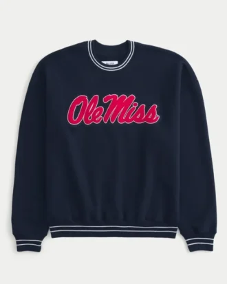 Boxy Ole Miss Grafikli Crew Sweatshirt