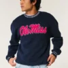 Boxy Ole Miss Grafikli Crew Sweatshirt