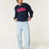 Boxy Ole Miss Grafikli Crew Sweatshirt