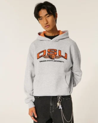 Boxy Oregon State Üniversitesi Beavers Grafik Kapüşonlu Sweatshirt