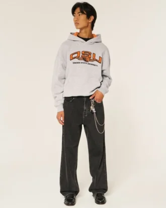 Boxy Oregon State Üniversitesi Beavers Grafik Kapüşonlu Sweatshirt