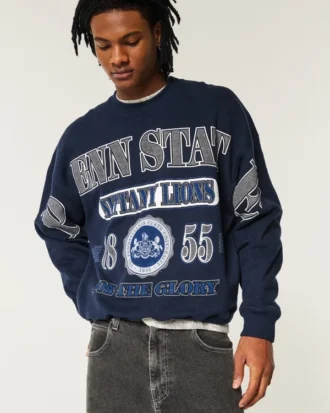 Boxy Penn State Nittany Lions Grafikli Crew Sweatshirt