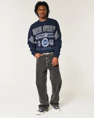 Boxy Penn State Nittany Lions Grafikli Crew Sweatshirt