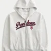 Boxy Providence Rhode Island Grafik Fermuarlı Kapüşonlu Sweatshirt