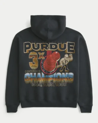 Boxy Purdue Üniversitesi Grafik Kapüşonlu Sweatshirt