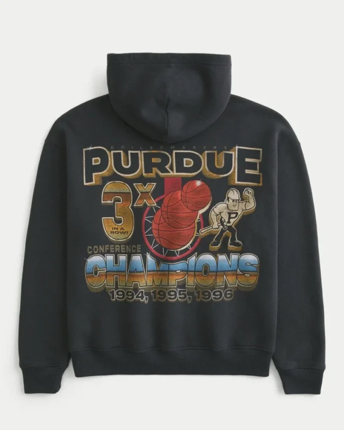 Boxy Purdue Üniversitesi Grafik Kapüşonlu Sweatshirt Boxy Purdue Üniversitesi Grafik Kapüşonlu Sweatshirt