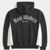 Boxy Real Madrid CF Grafik Fermuarlı Kapüşonlu Sweatshirt Boxy Real Madrid CF Grafik Fermuarlı Kapüşonlu Sweatshirt