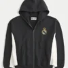 Boxy Real Madrid CF Grafik Fermuarlı Kapüşonlu Sweatshirt Boxy Real Madrid CF Grafik Fermuarlı Kapüşonlu Sweatshirt