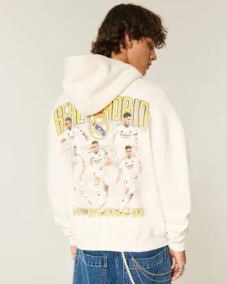 Boxy Real Madrid CF Grafik Kapüşonlu Sweatshirt Boxy Real Madrid CF Grafik Kapüşonlu Sweatshirt