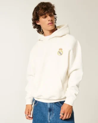 Boxy Real Madrid CF Grafik Kapüşonlu Sweatshirt Boxy Real Madrid CF Grafik Kapüşonlu Sweatshirt