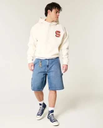 Boxy Syracuse Basketbol Grafik Kapüşonlu Sweatshirt