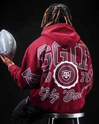 Boxy Texas A&M Üniversitesi Aggies Grafik Kapüşonlu Sweatshirt
