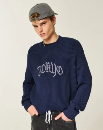 Boxy Tokyo Grafikli Crew Sweater