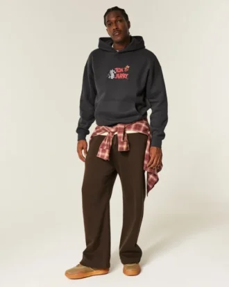 Boxy Tom ve Jerry Grafik Kapüşonlu Sweatshirt