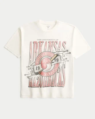 Boxy University of Arkansas Razorbacks Grafikli Tişört