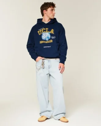 Boxy University of California, Los Angeles Bruins Grafik Kapüşonlu Sweatshirt