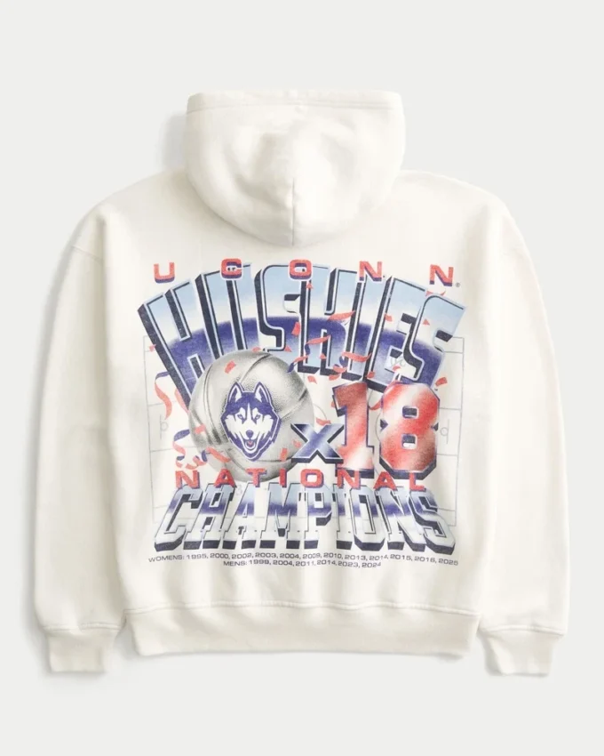Boxy University of Connecticut Huskies Grafik Kapüşonlu Sweatshirt Boxy University of Connecticut Huskies Grafik Kapüşonlu Sweatshirt