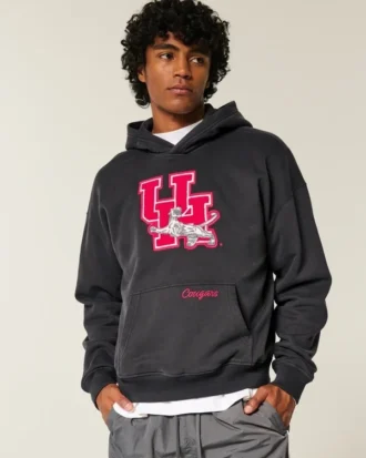 Boxy University of Houston Cougars Grafik Kapüşonlu Sweatshirt Boxy University of Houston Cougars Grafik Kapüşonlu Sweatshirt
