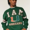 Boxy University of Miami Hurricanes Grafikli Crew Sweatshirt
