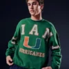 Boxy University of Miami Hurricanes Grafikli Crew Sweatshirt
