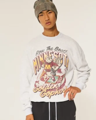 Boxy University of Minnesota Golden Gophers Grafikli Crew Sweatshirt