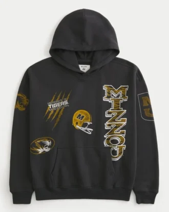 Boxy University of Missouri Tigers Grafik Kapüşonlu Sweatshirt