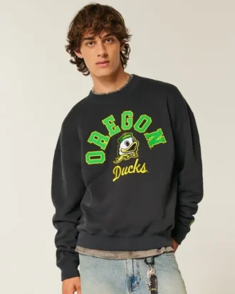 Boxy University of Oregon Ducks Grafikli Crew Sweatshirt