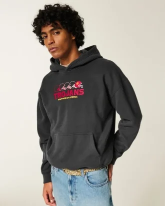 Boxy University of Southern California Trojans Grafik Kapüşonlu Sweatshirt